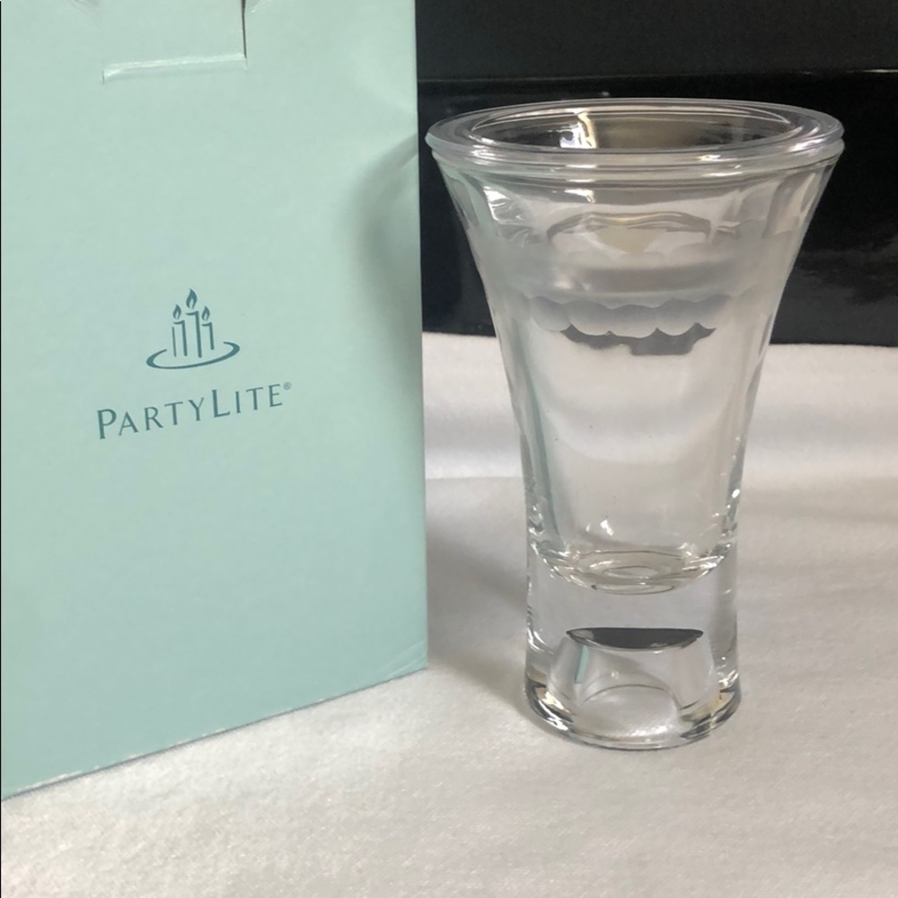 NEW PartyLite Clarity 5” Votive Tealight Holder 2 Piece Clear Decor Home Accent